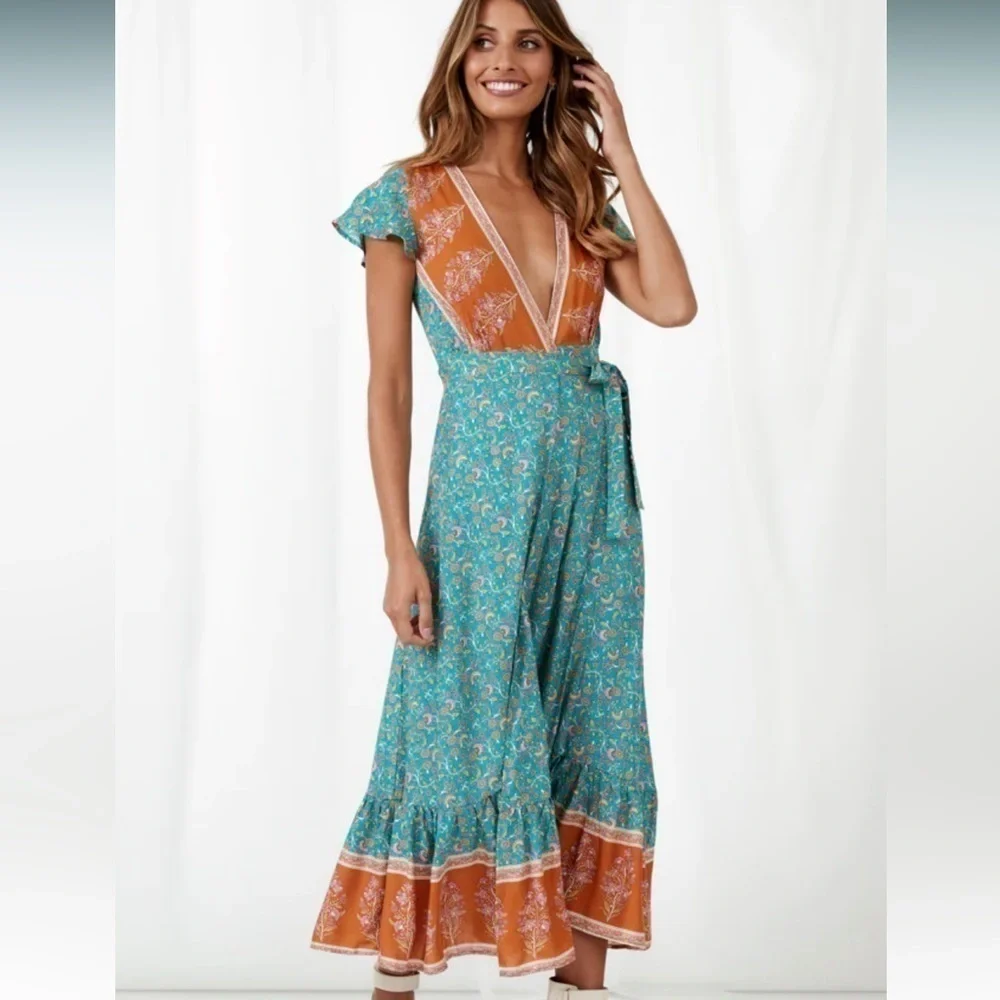 A ESICA MIDI DRESS JADE SIZE SMALL